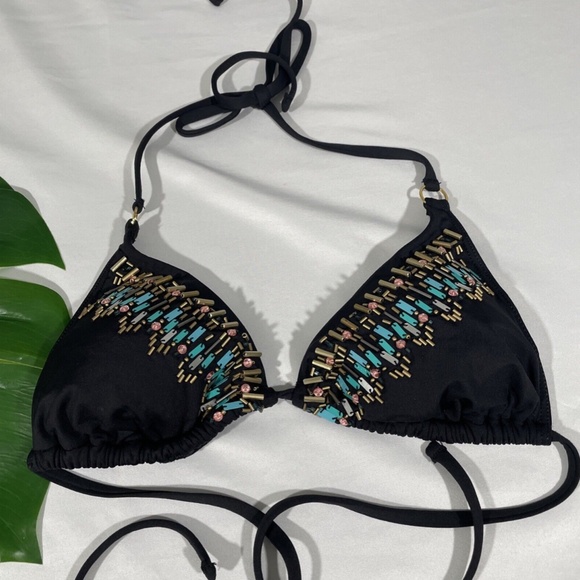 EUC Kenneth Cole [ Small ] LEGGO MY DECO Beaded Tri Top & Bikini Bottom‎ - Picture 6 of 12